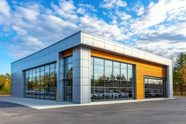 Metall-Glas-Fassade für Autohaus Raum Amstetten Metall-Glas-Fassade für Autohaus Raum Amstetten